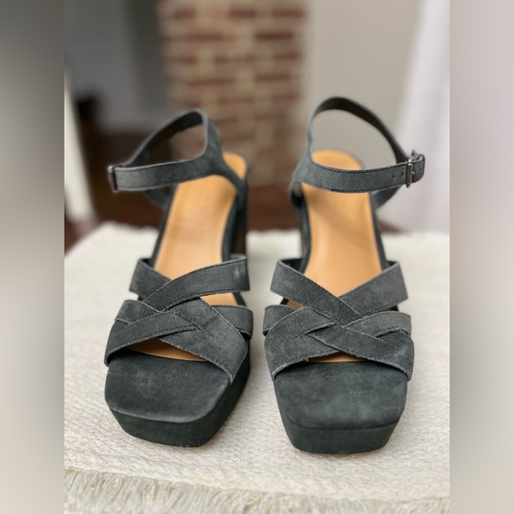 Splendid Piper Platform Sandal Size 9.5 Suede Dark Sage Green Boho Chic Summer - Picture 10 of 10